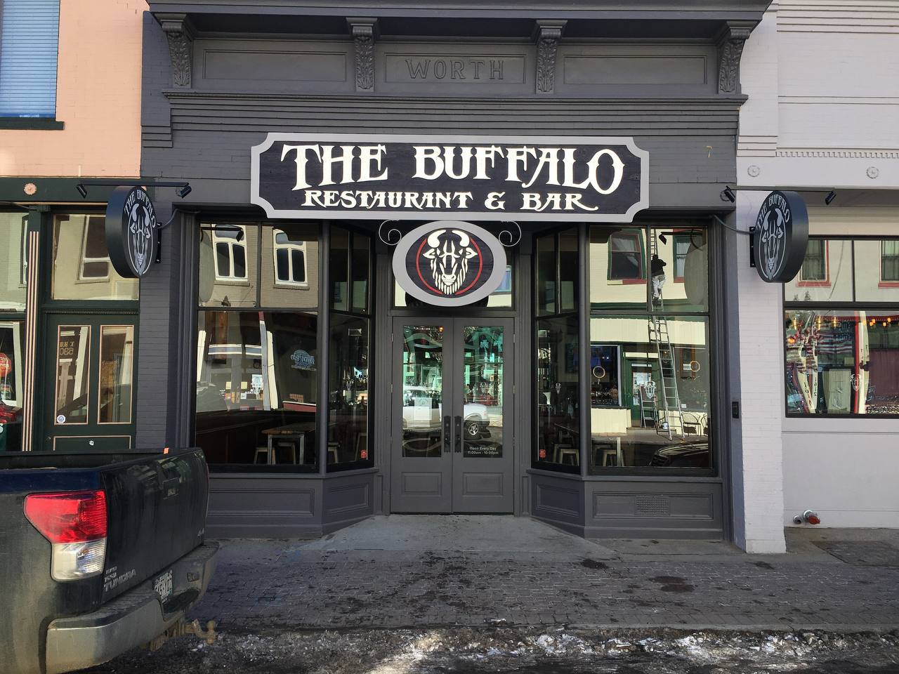 exterior storefront sign installation Front Range Colorado - The Buffalo Restaurant
